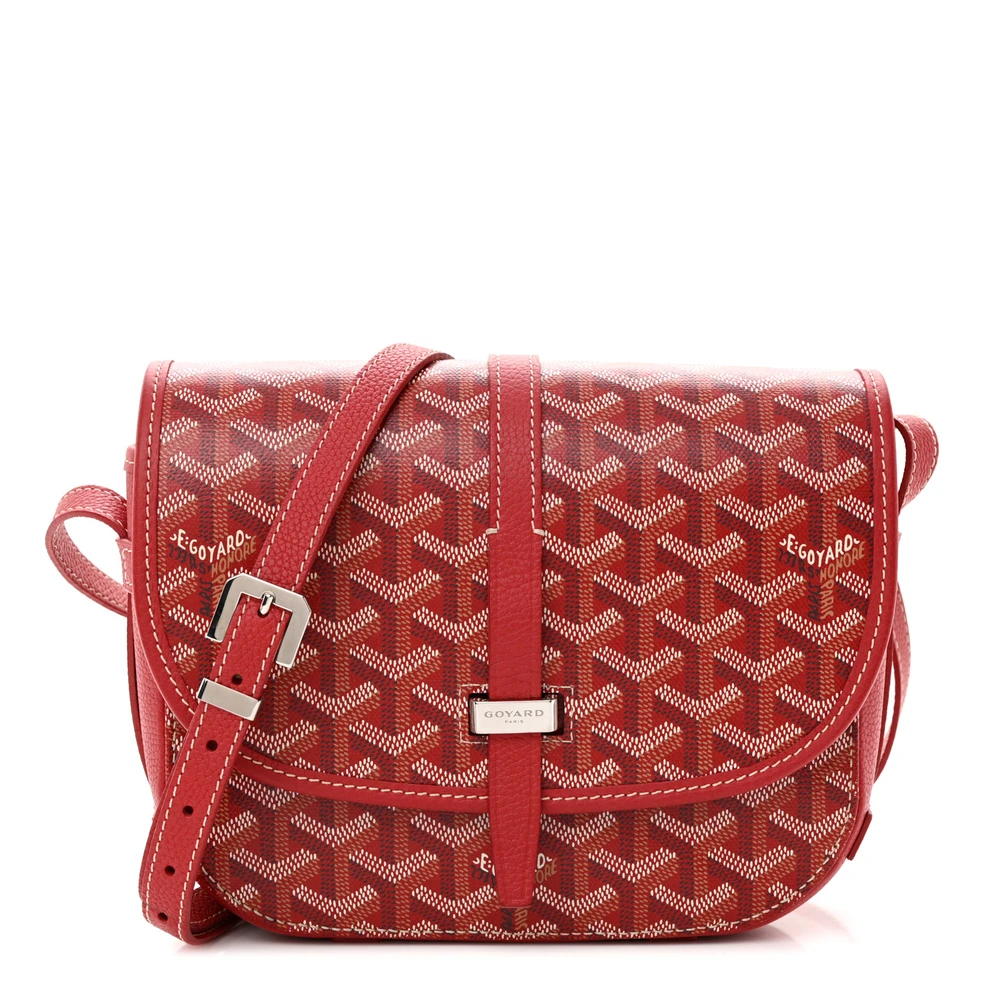 Goyard Red Goyardine Canvas Belvedere II PM Messenger Bag Silver Hardware Front replica handbags