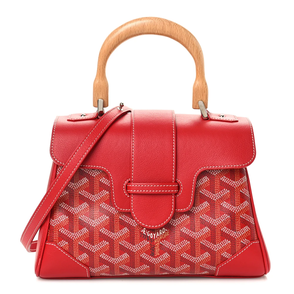 Goyard Red Goyardine Canvas Mini SaïgonTrunk Bag Silver Hardware Front replica handbags