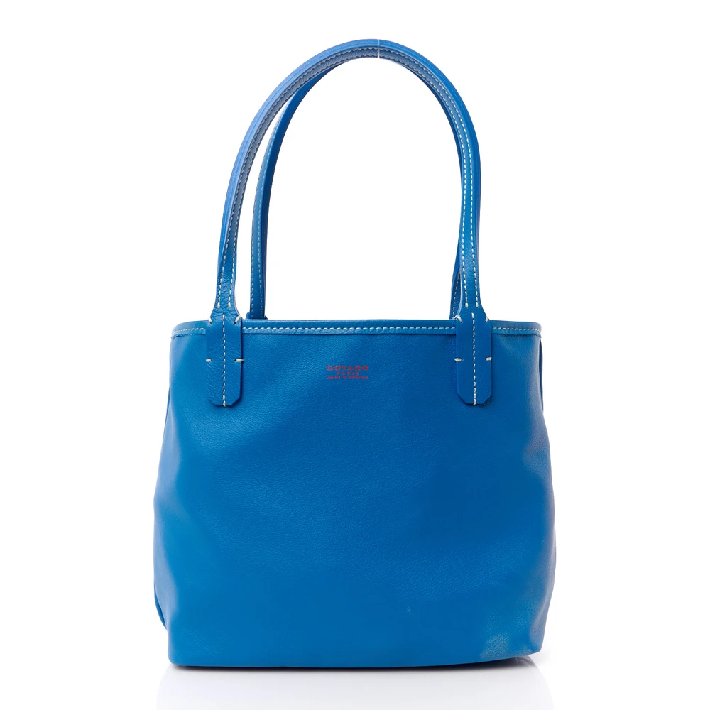 Goyard Sky Blue Goyardine Canvas Reversible Mini Anjou Tote Front replica handbags