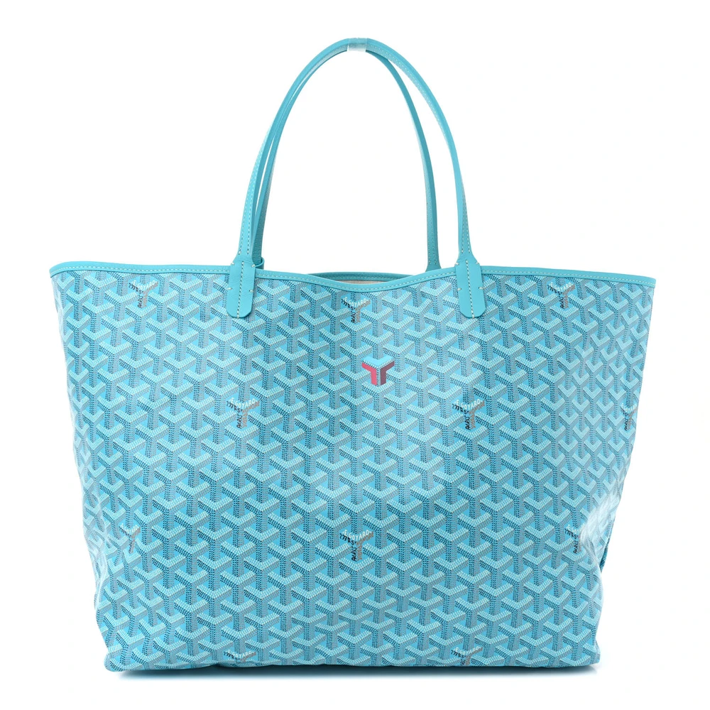 Goyard Turquoise Goyardine Canvas Saint Louis GM Balise Beach Towel Set Front replica handbags