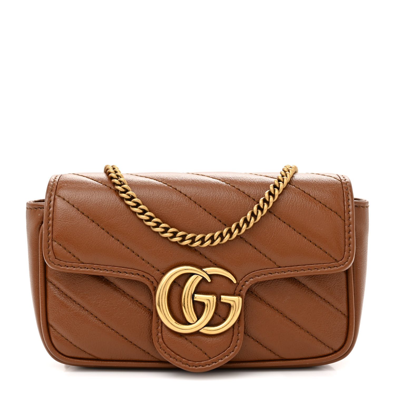 Gucci Azalea Calfskin Matelassé Leather Diagonal Super Mini GG Marmont Shoulder Bag Gold Hardware Front replica handbag