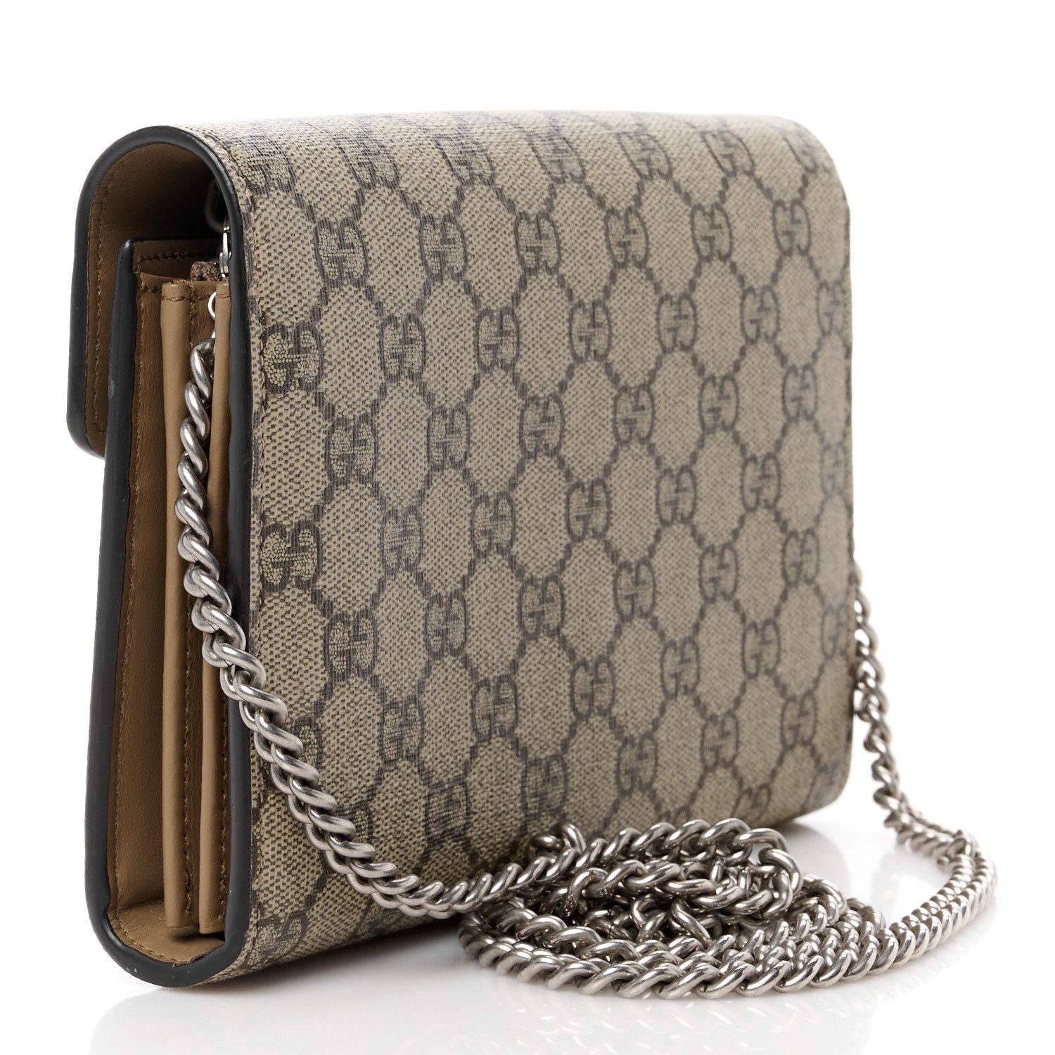 Premium Replica Handbag—Gucci Chain Wallet with Aged Silver Hardware - Image 3