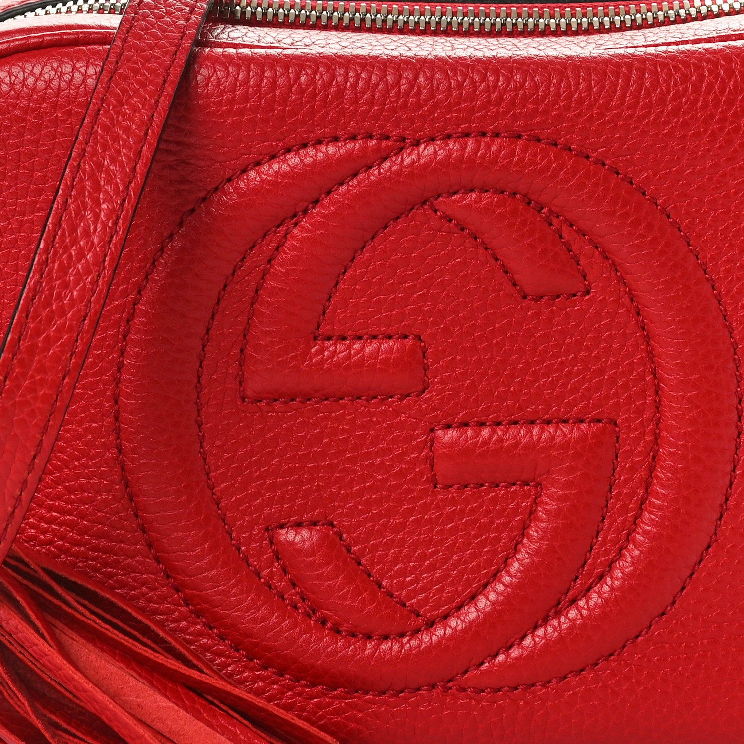 Gucci Replica Handbag in Tabasco Red Pebbled Leather - Mirror Quality - Image 9