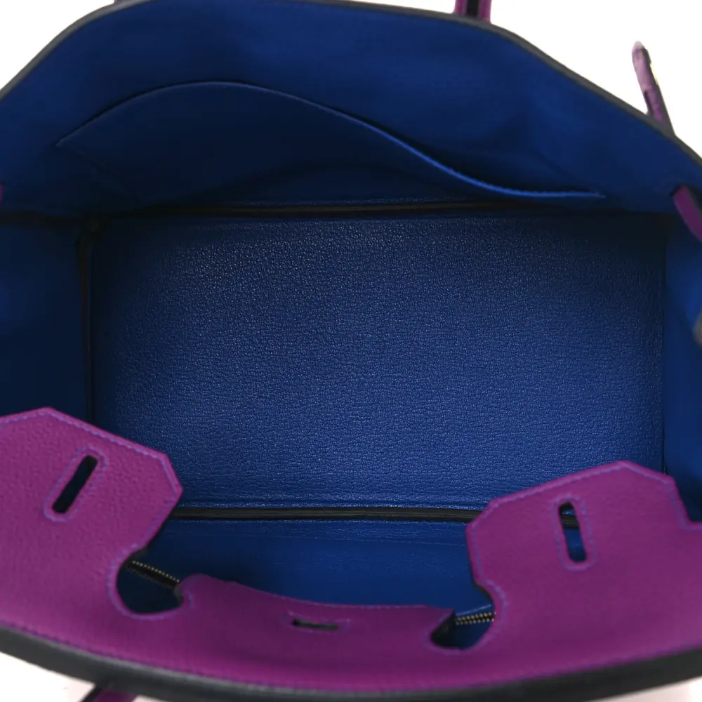 Hermès Anemone / Bleu Electrique Togo Leather Horseshoe Birkin 30 Gold Hardware High-end reps - Image 7