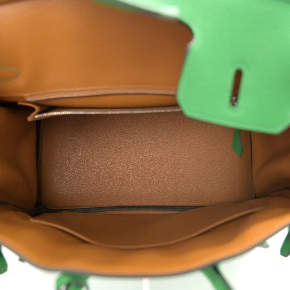 Hermès Bambou/Caramel Togo Leather Verso Birkin 25 Palladium Hardware Luxury Reps - Image 7