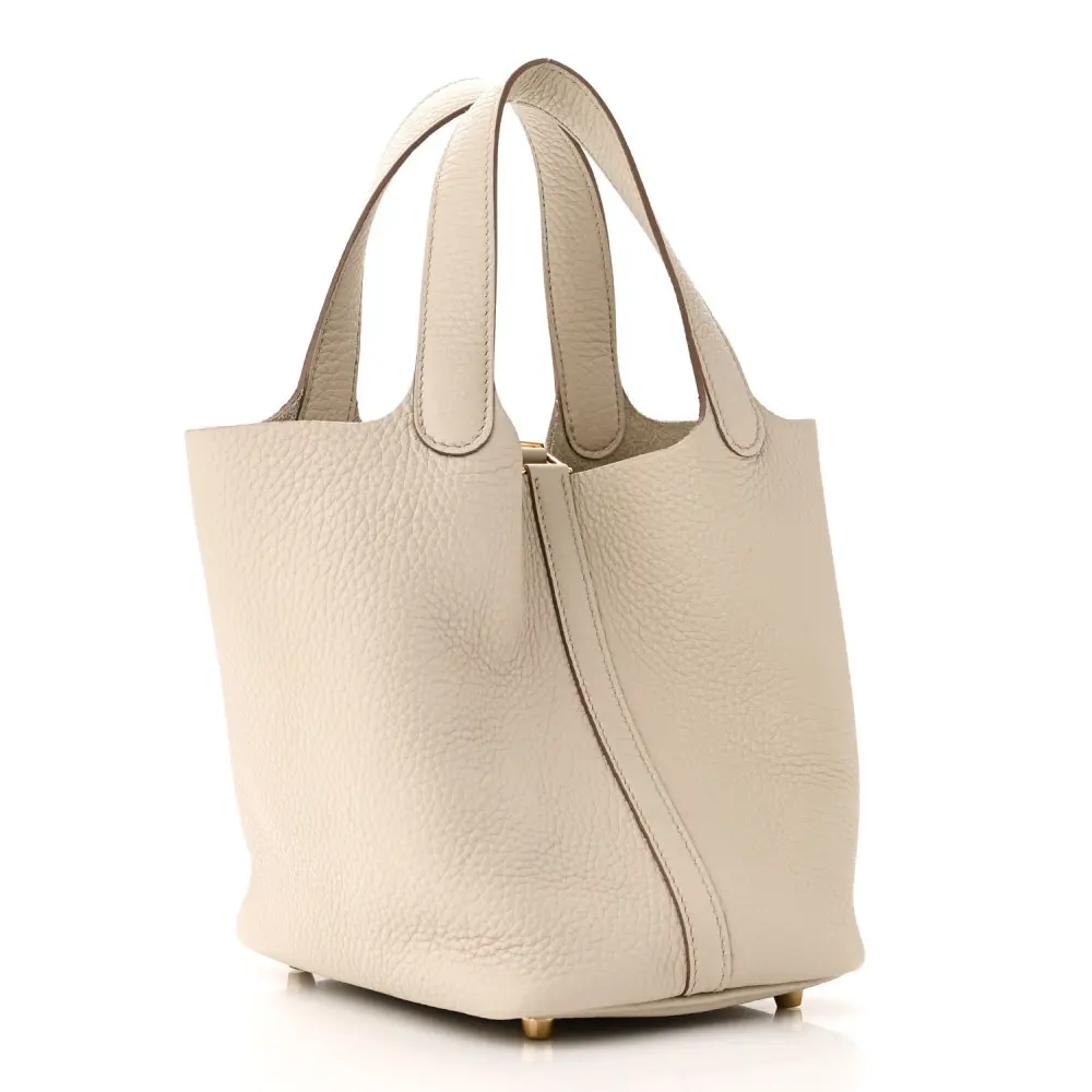 Hermès Béton Taurillon Clemence Leather Picotin Lock 18 PM Gold Hardware Luxury Reps - Image 3