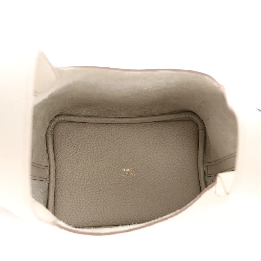 Hermès Béton Taurillon Clemence Leather Picotin Lock 18 PM Gold Hardware Luxury Reps - Image 7