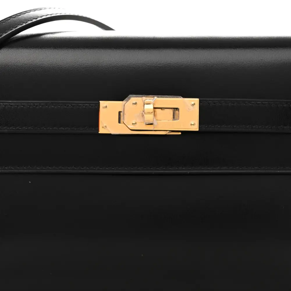 Hermès Black Box Leather Kelly Wallet To Go Gold Hardware Top quality Replica - Image 8
