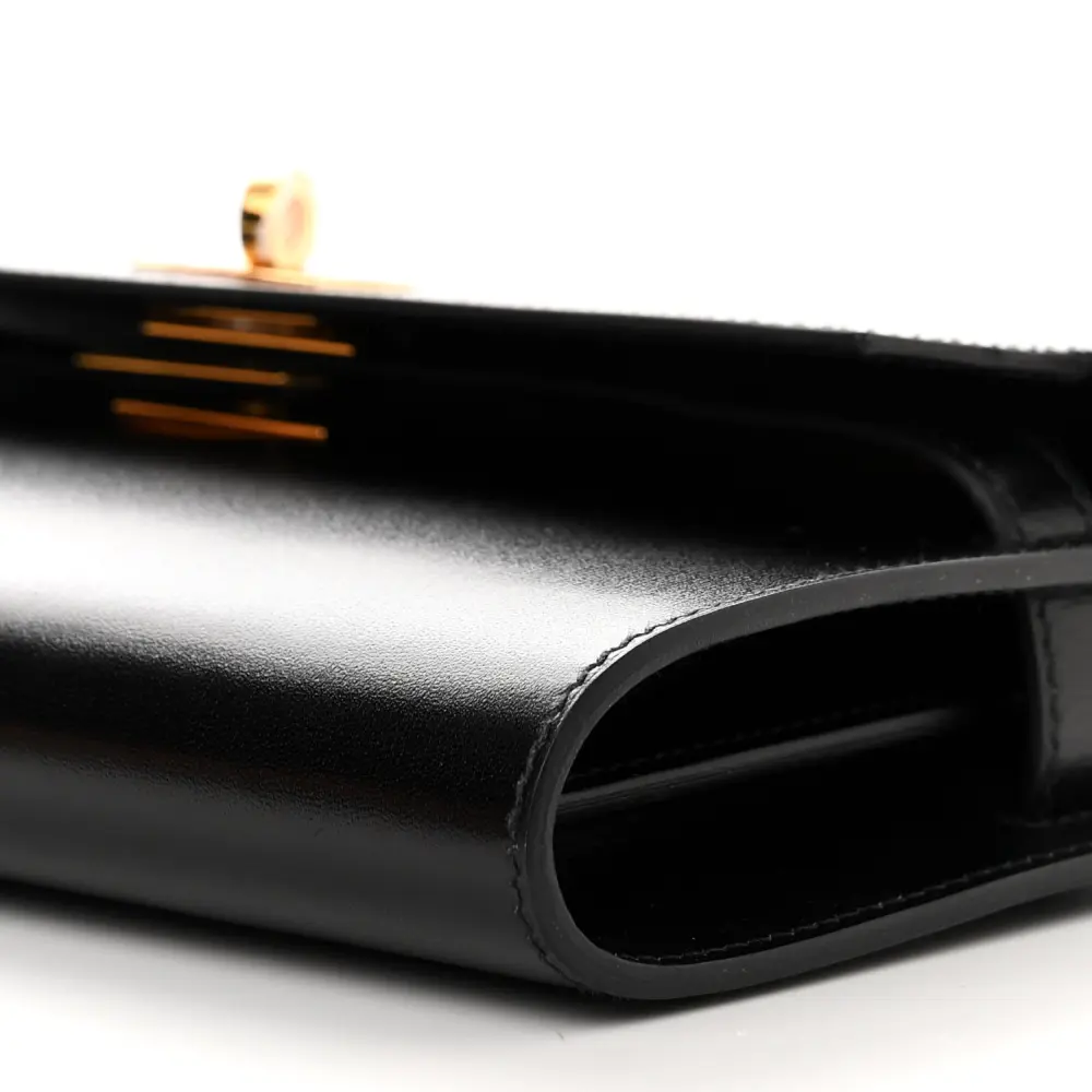 Hermès Black Box Leather Kelly Wallet To Go Gold Hardware Top quality Replica - Image 5