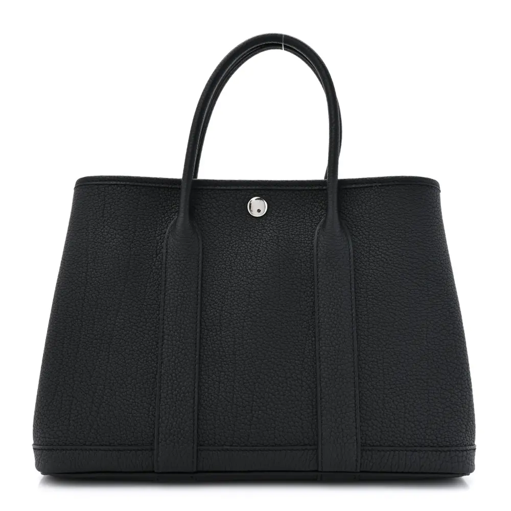 Hermès Black Negonda Leather Garden Party 30 TPM Palladium Silver Hardware Front replica handbag
