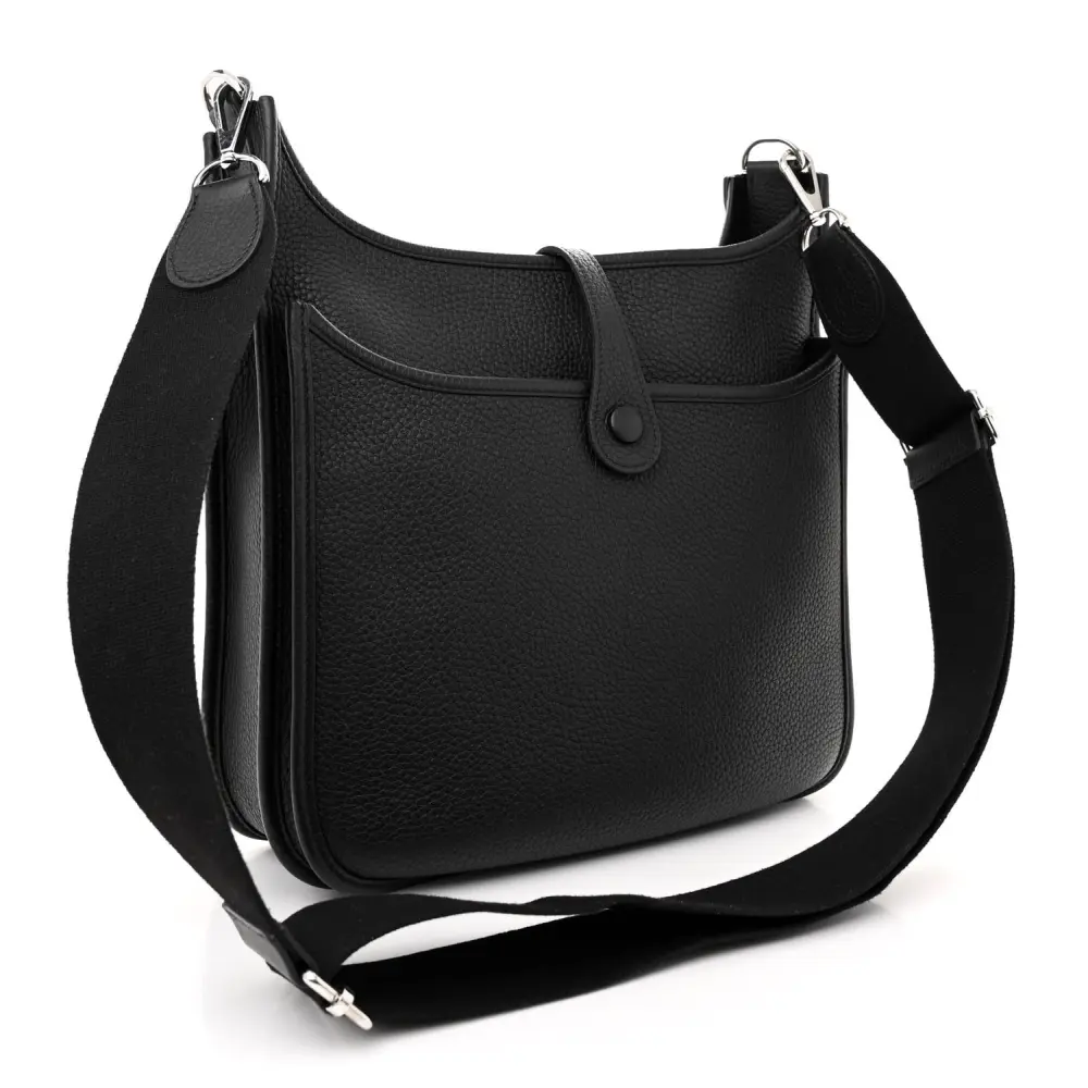 Hermès Black Taurillon Clemence Leather Evelyne III PM Palladium Silver Hardware Replicas - Image 3