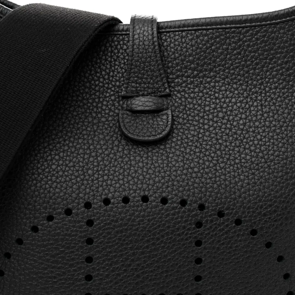 Hermès Black Taurillon Clemence Leather Evelyne III PM Palladium Silver Hardware Replicas - Image 9