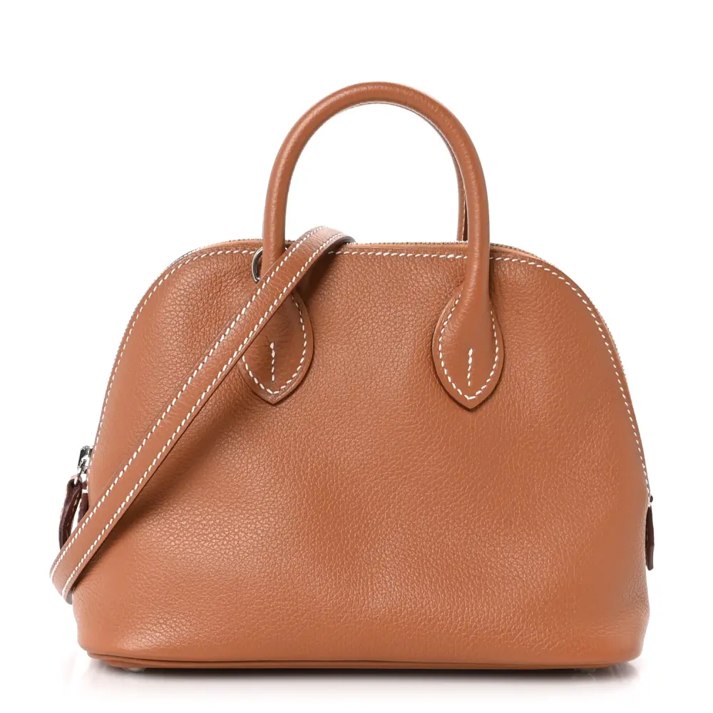 Hermès Brown Evercolor Leather Mini 1923 Bolide Gold Hardware Front replica handbag