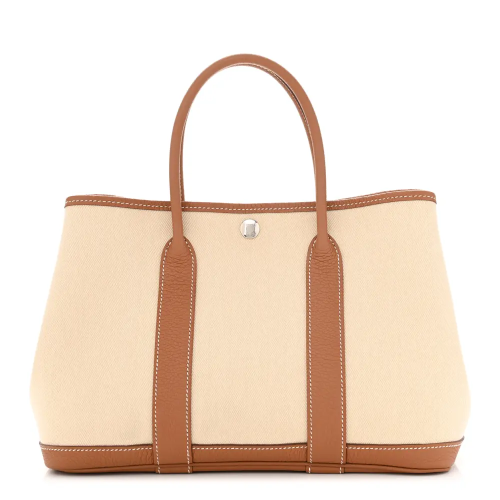 Hermès Brown Toile & Negonda Leather Garden Party 30 TPM Tote Front replica handbag