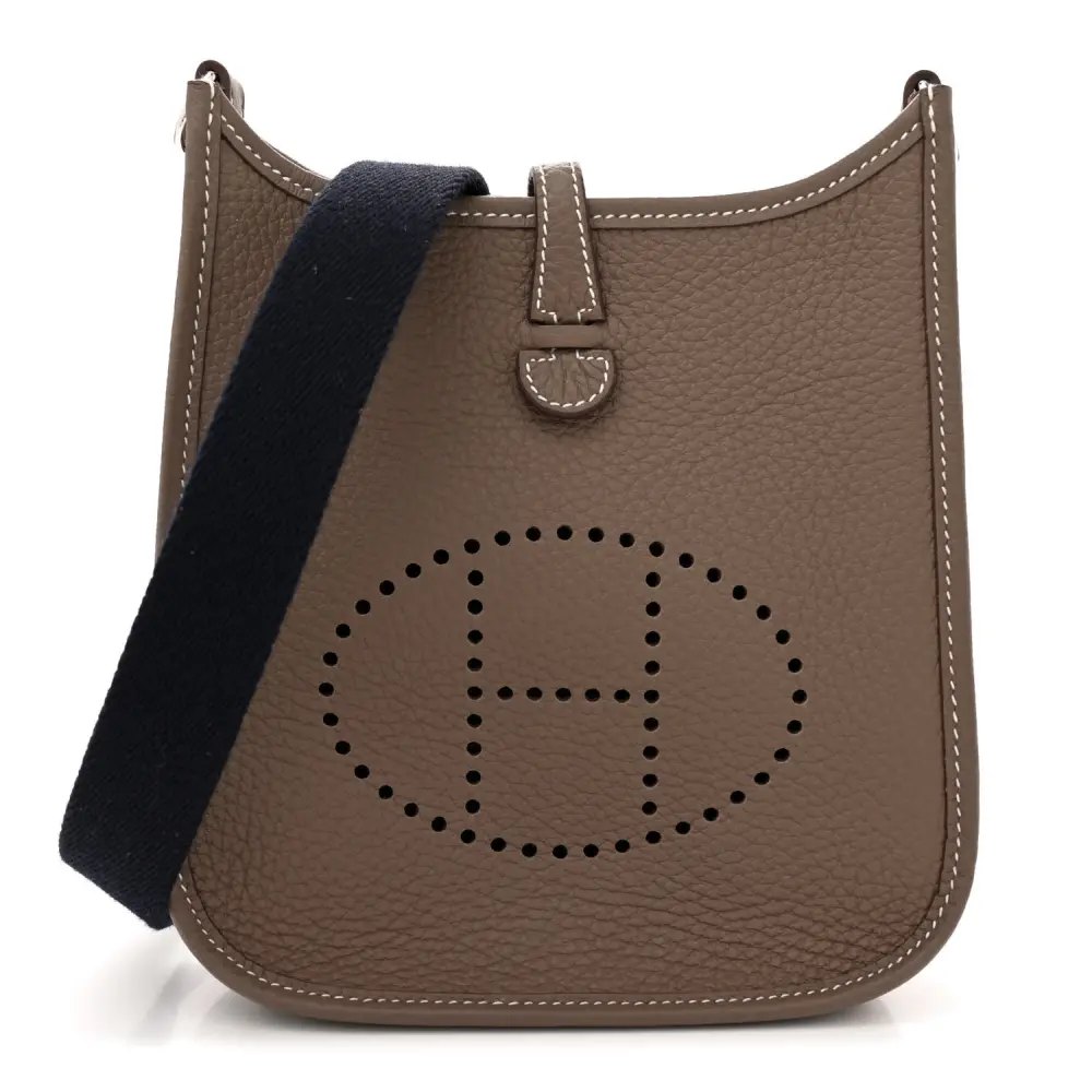 Hermès Étain Bleu Indigo Taurillon Clemence Leather Amazone Evelyne TPM Silver Hardware Front replica handbag