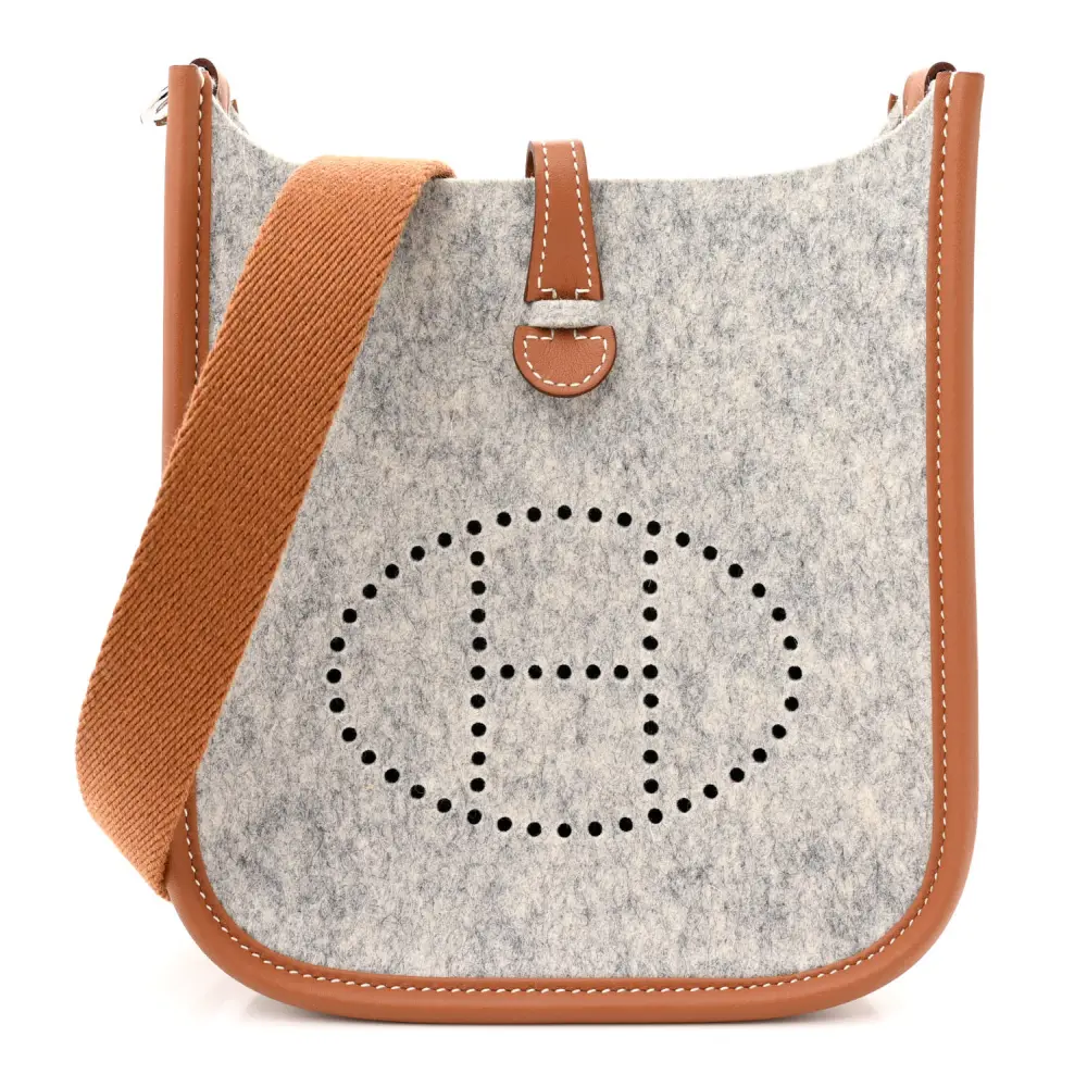 Hermès Gris Clair Feutre Swift Leather Evelyne TPM Palladium Hardware Front replica handbag
