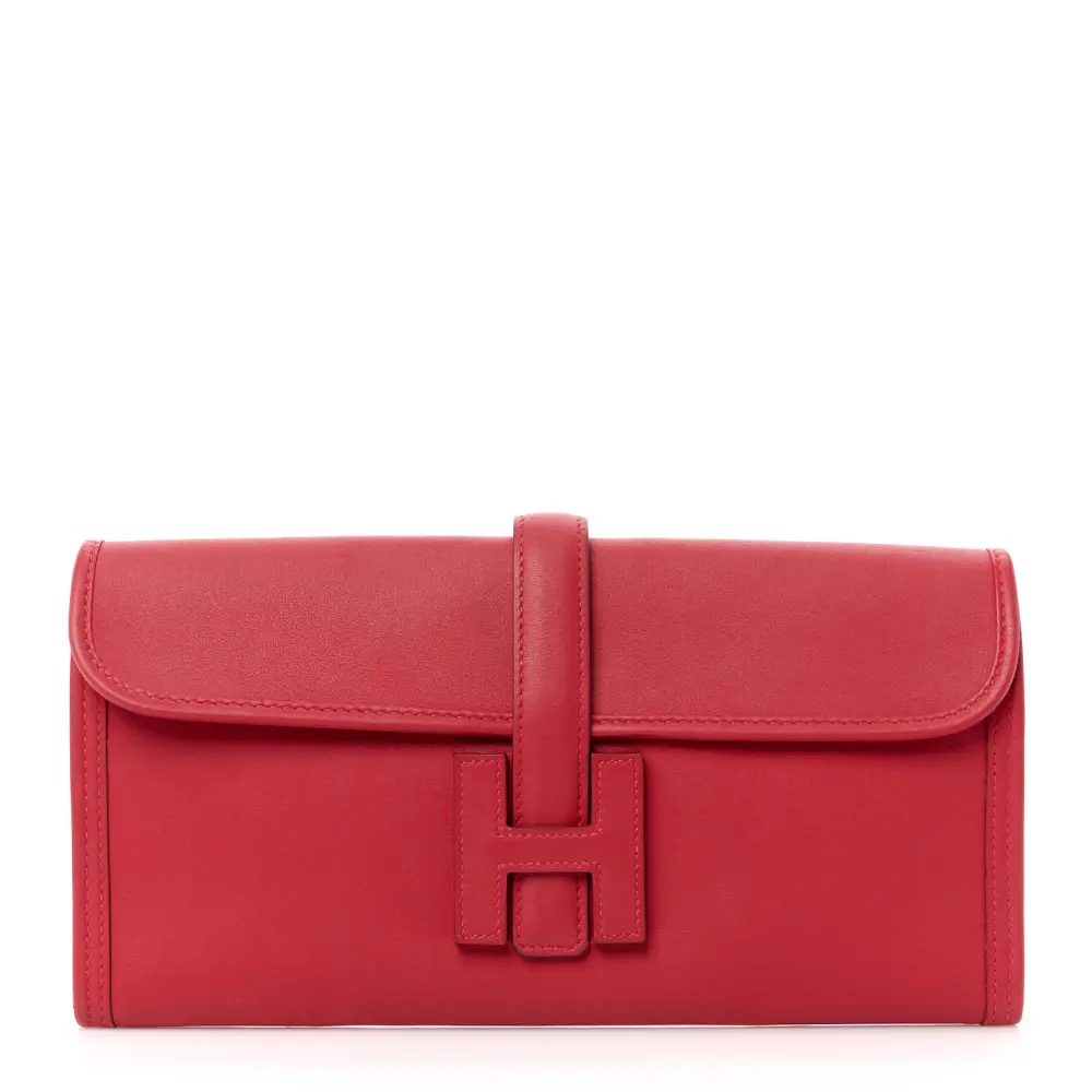 Hermès Rouge Tomate Swift Leather Jige Elan 29 Clutch Front replica handbag