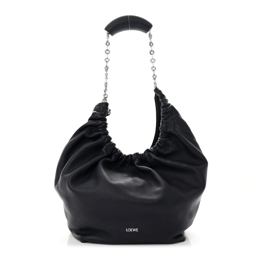 Loewe Abyss Blue Buttery Nappa Lambskin Leather Medium Squeeze Bag Silver Hardware Front replica handbags