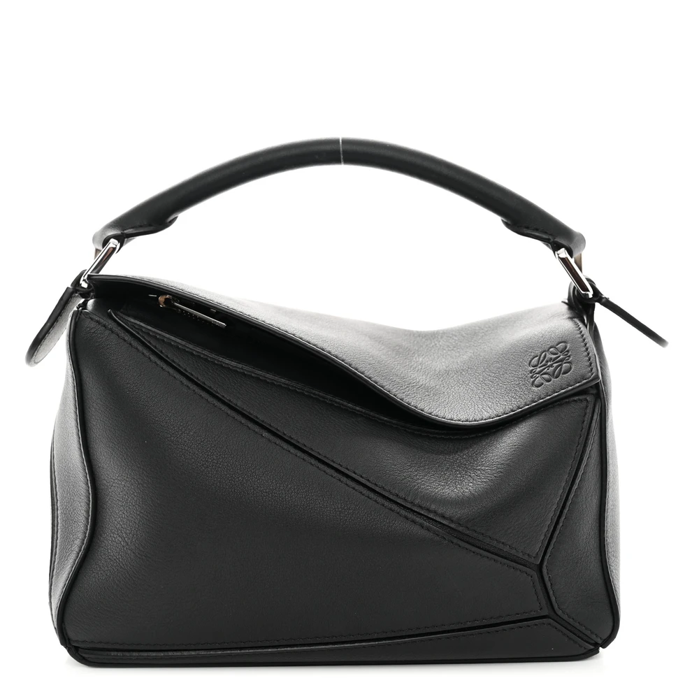 Loewe Black Calfskin Leather Small Puzzle Bag Front replica handbags