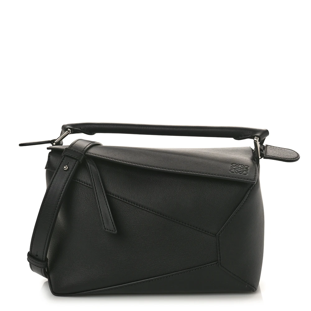 Loewe Black Calfskin Leather Small Puzzle Bag Front replica handbags