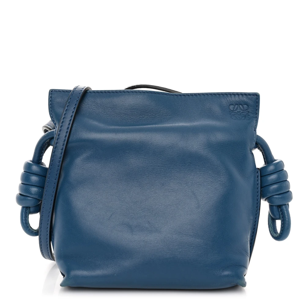 Loewe Blue Calfskin Leather Mini Flamenco Knot Bag Front replica handbags