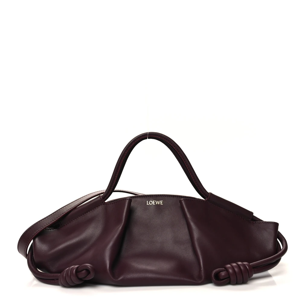Loewe Burgundy Shiny Nappa Calfskin Leather Small Paseo Bag Front replica handbags