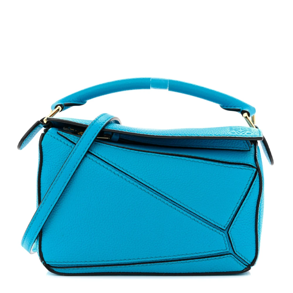 Loewe Cyan Calfskin Leather Mini Puzzle Bag Front replica handbags