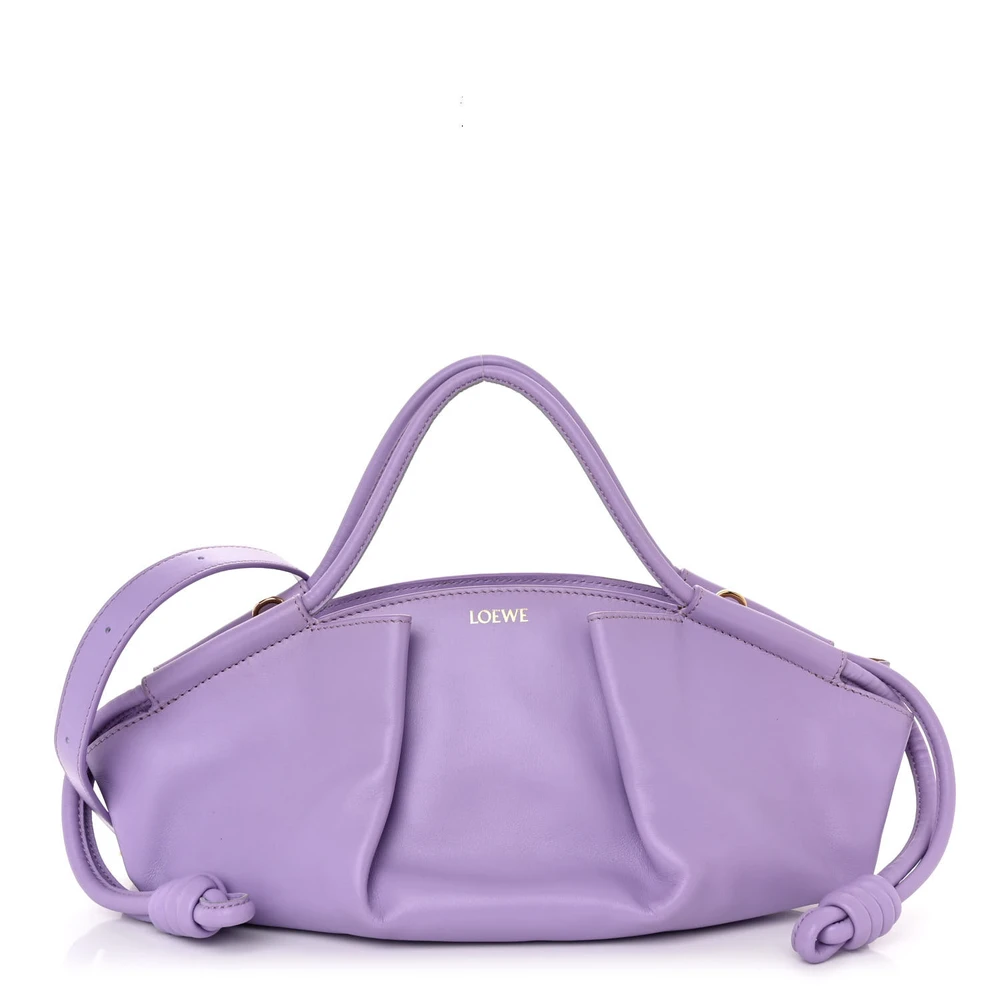 Loewe Light Mauve Shiny Nappa Calfskin Leather Small Paseo Bag Gold Hardware Front replica handbags