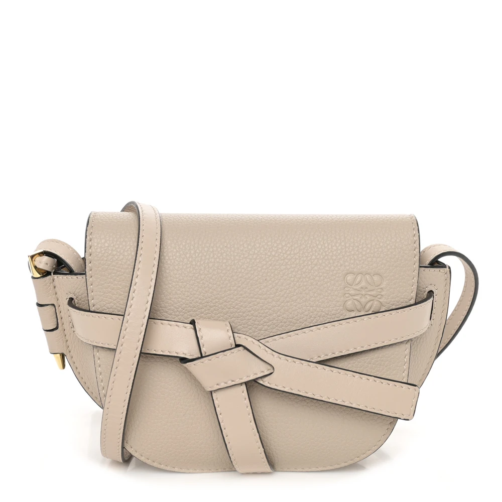 Loewe Light Oat Grained Calfskin Leather Mini Gate Crossbody Bag Front replica handbags