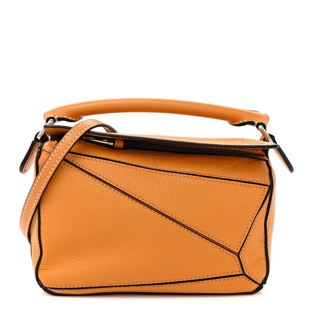 Loewe Narcissus Yellow Calfskin Leather Mini Puzzle Bag Front replica handbags