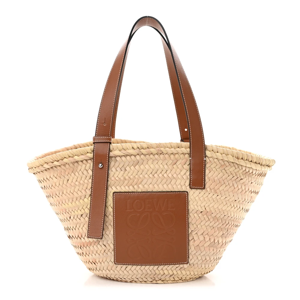 Loewe NaturalTan Raffia Small Basket Tote Bag Front replica handbags