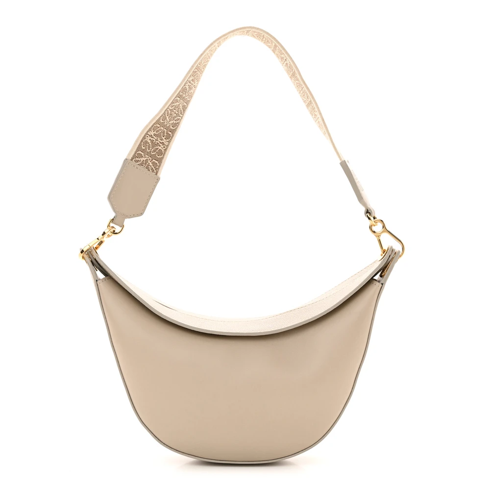 Loewe Oat Satin & Jacquard Calfskin Leather Small Luna Bag Gold Hardware Front replica handbags