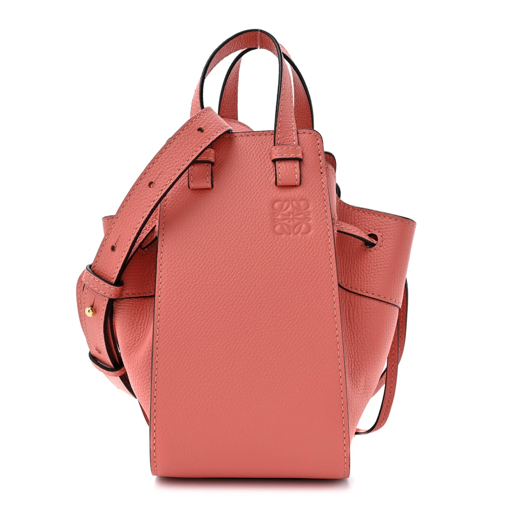 Loewe Pink Tulip Grained Calfskin Leather Mini Hammock Shoulder Bag Front replica handbags
