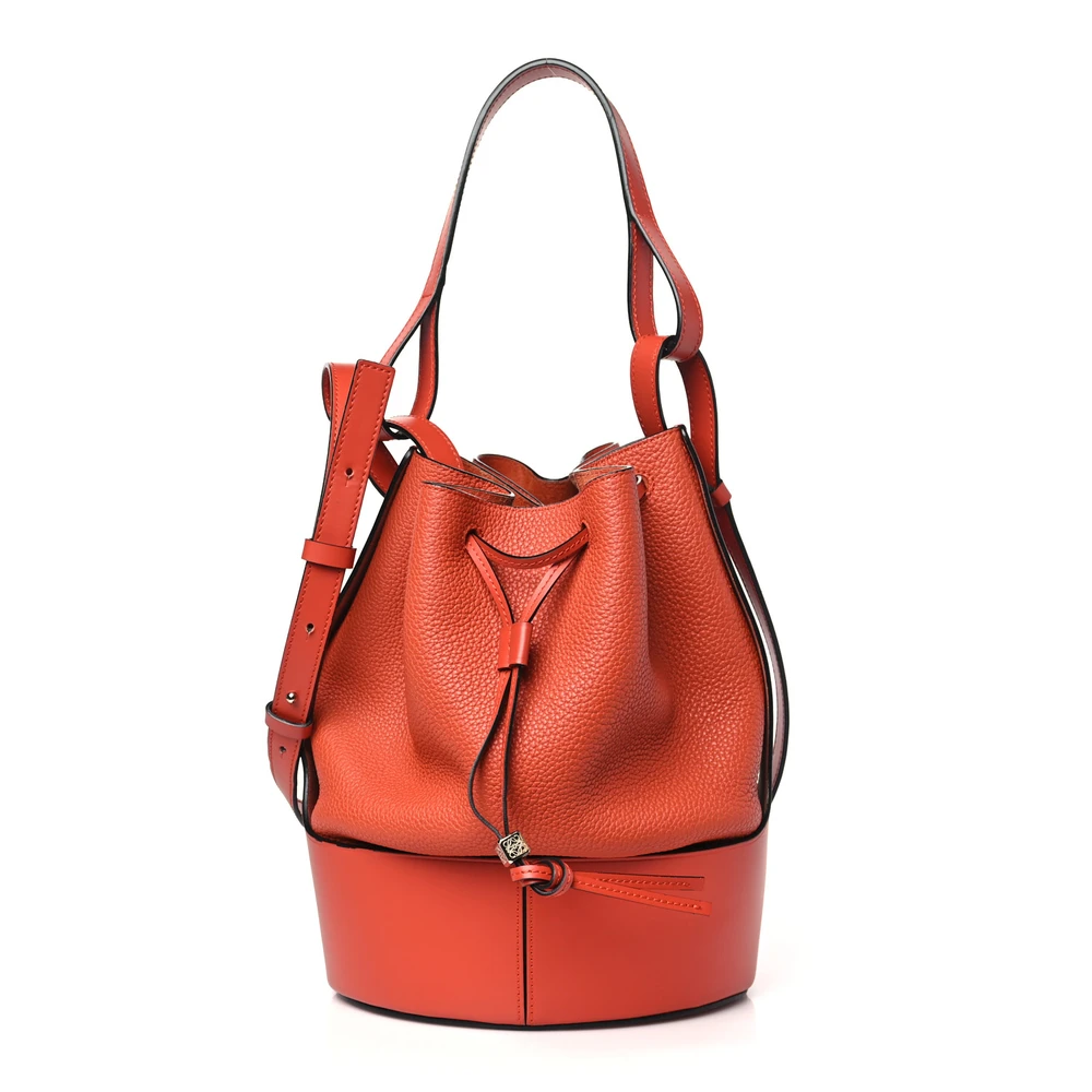 Loewe Pumpkin Calfskin Leather Medium Balloon Bucket Bag Front replica handbags