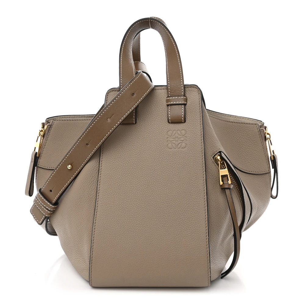 Loewe Sand Mink Calfskin Leather Medium Hammock Shoulder Bag Gold Hardware Front replica handbags