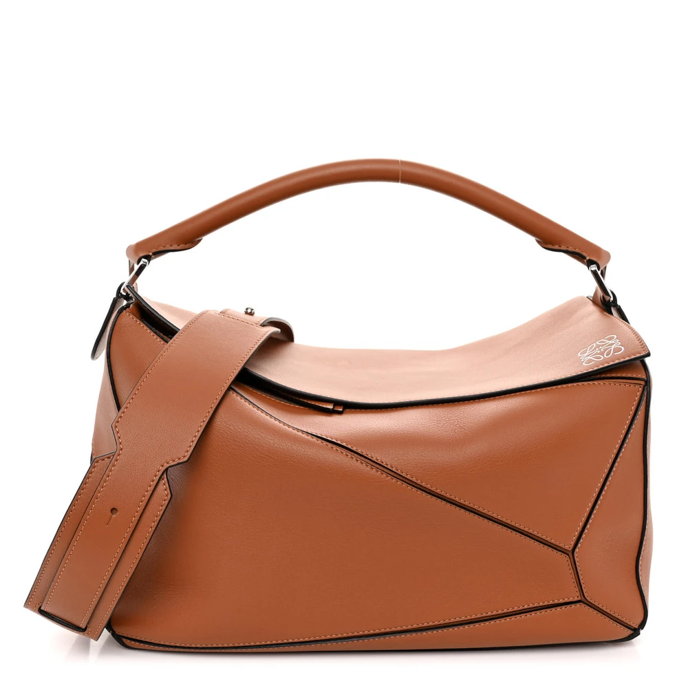 Loewe Tan Calfskin Leather Large Puzzle Bag Front replica handbags