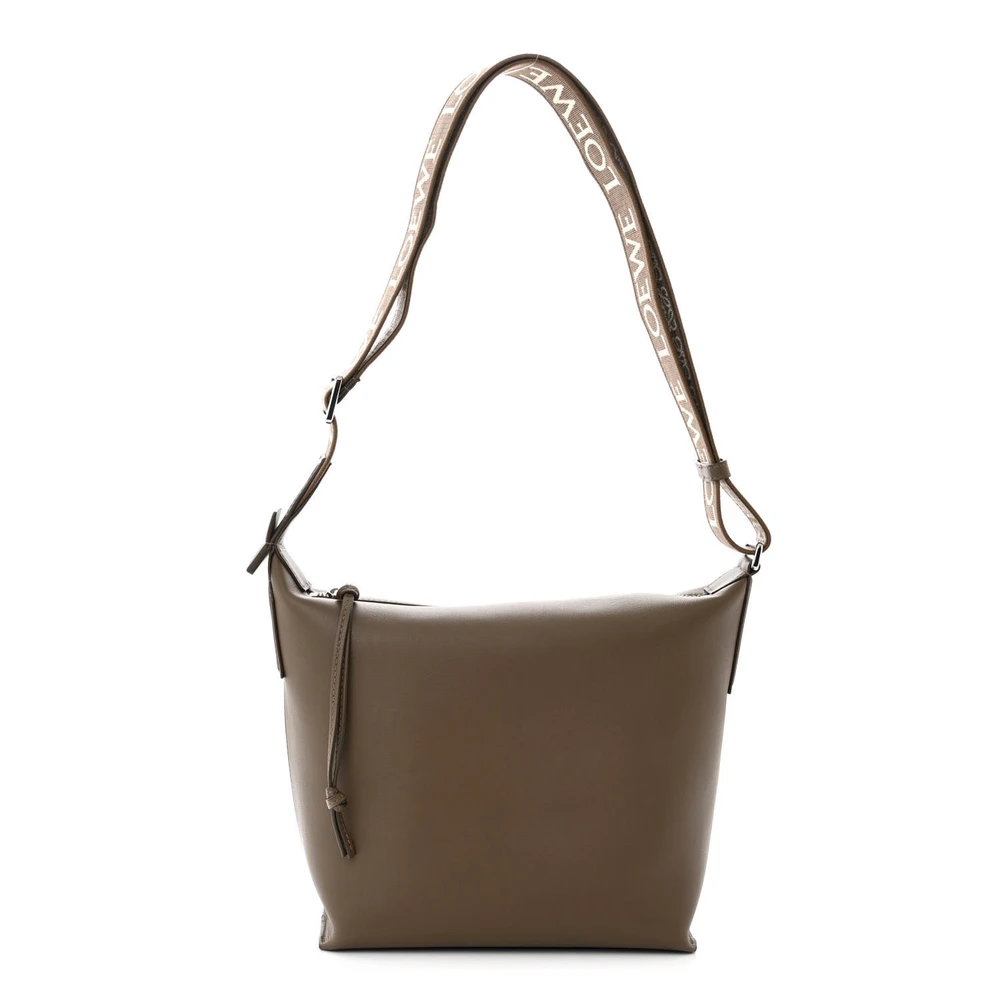 Loewe Winter Brown Jacquard Supple Smooth Calfskin Leather Small Cubi Crossbody Bag Front replica handbags