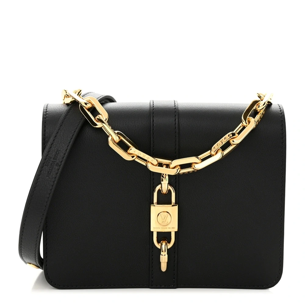 Louis Vuitton Black Calfskin Leather Rendez-Vous PM Gold Hardware Front replica handbags