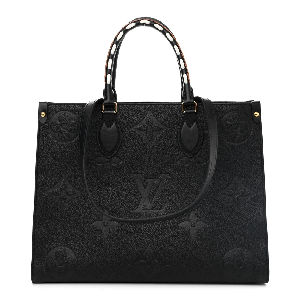 Louis Vuitton Black Giant Monogram Empreinte Leather Wild at Heart OnTheGo MM Gold Hardware Front replica handbags