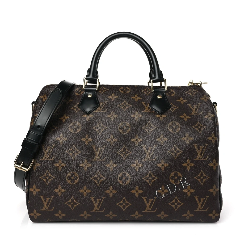 Louis Vuitton Black Monogram Canvas My World Tour Speedy Bandouliere 30 Gold Hardware Front replica handbags
