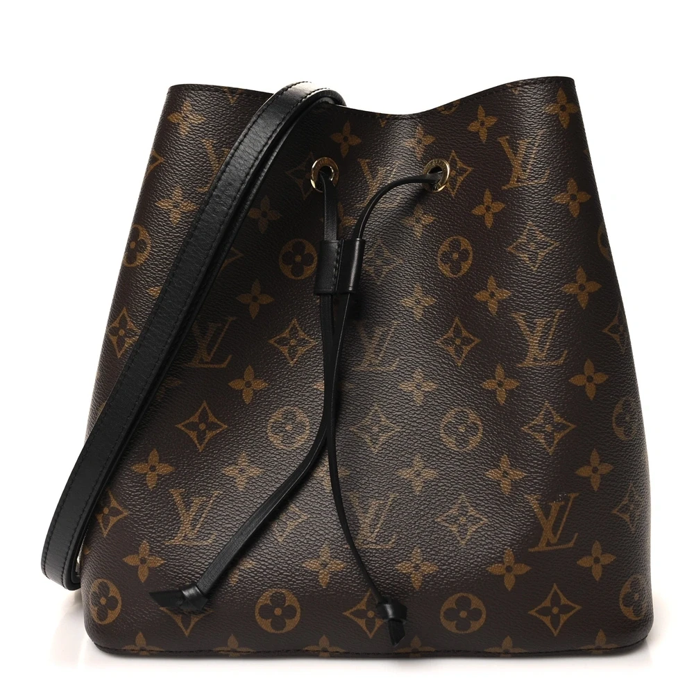 Louis Vuitton Black Monogram Canvas NeoNoe MM Gold Hardware Front replica handbags
