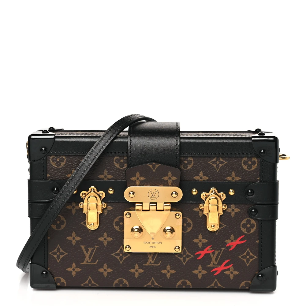 Louis Vuitton Black Monogram Canvas Petite Malle PM Gold Hardware Front replica handbags