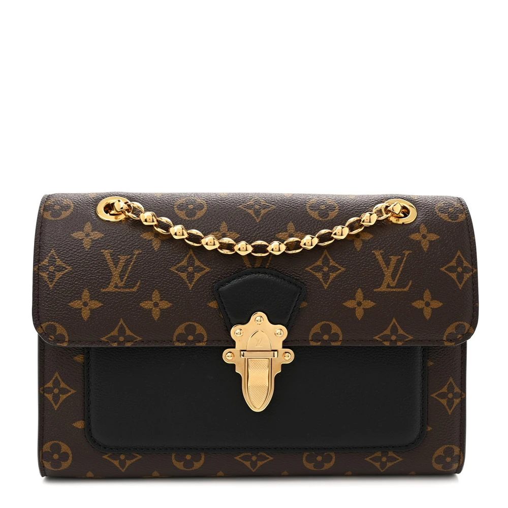 Louis Vuitton Black Monogram Canvas Victoire MM Brass Hardware Front replica handbags