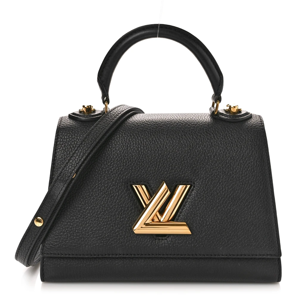 Louis Vuitton Black Taurillon Leather Twist One Handle PM Gold Hardware Front replica handbags