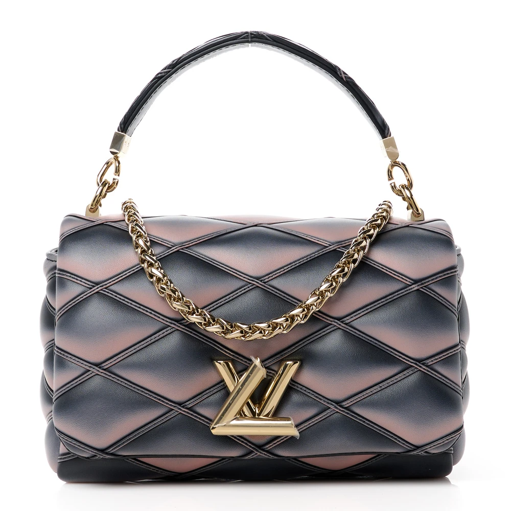 Louis Vuitton BlackPink Lambskin Leather Malletage Top Handle GO-14 MM Gold Hardware Front replica handbags