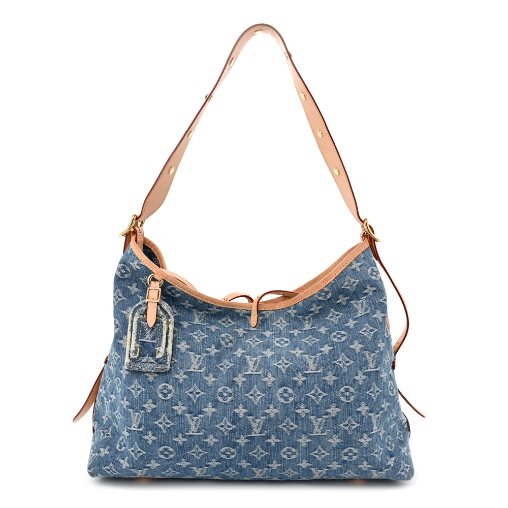 Louis Vuitton Blue Monogram Denim CarryAll MM Front replica handbags