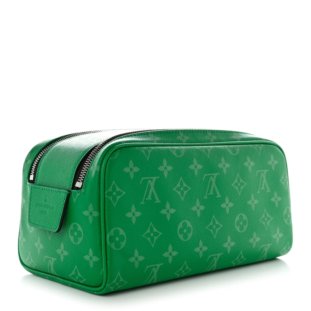 Louis Vuitton Cactus Green Monogram Canvas Taigarama Dopp Kit Toilet Pouch PM Front replica handbags