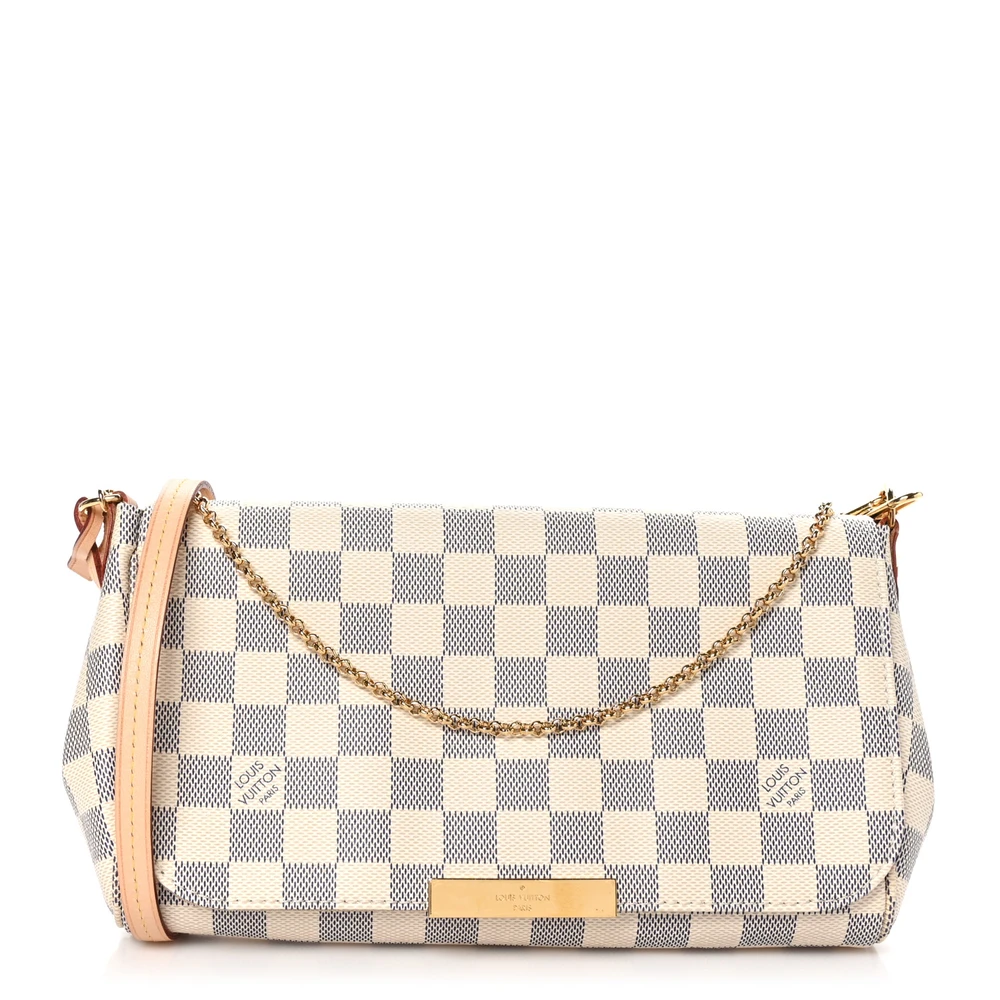 Louis Vuitton Damier Azur Canvas Favorite MM Gold Hardware Front replica handbags