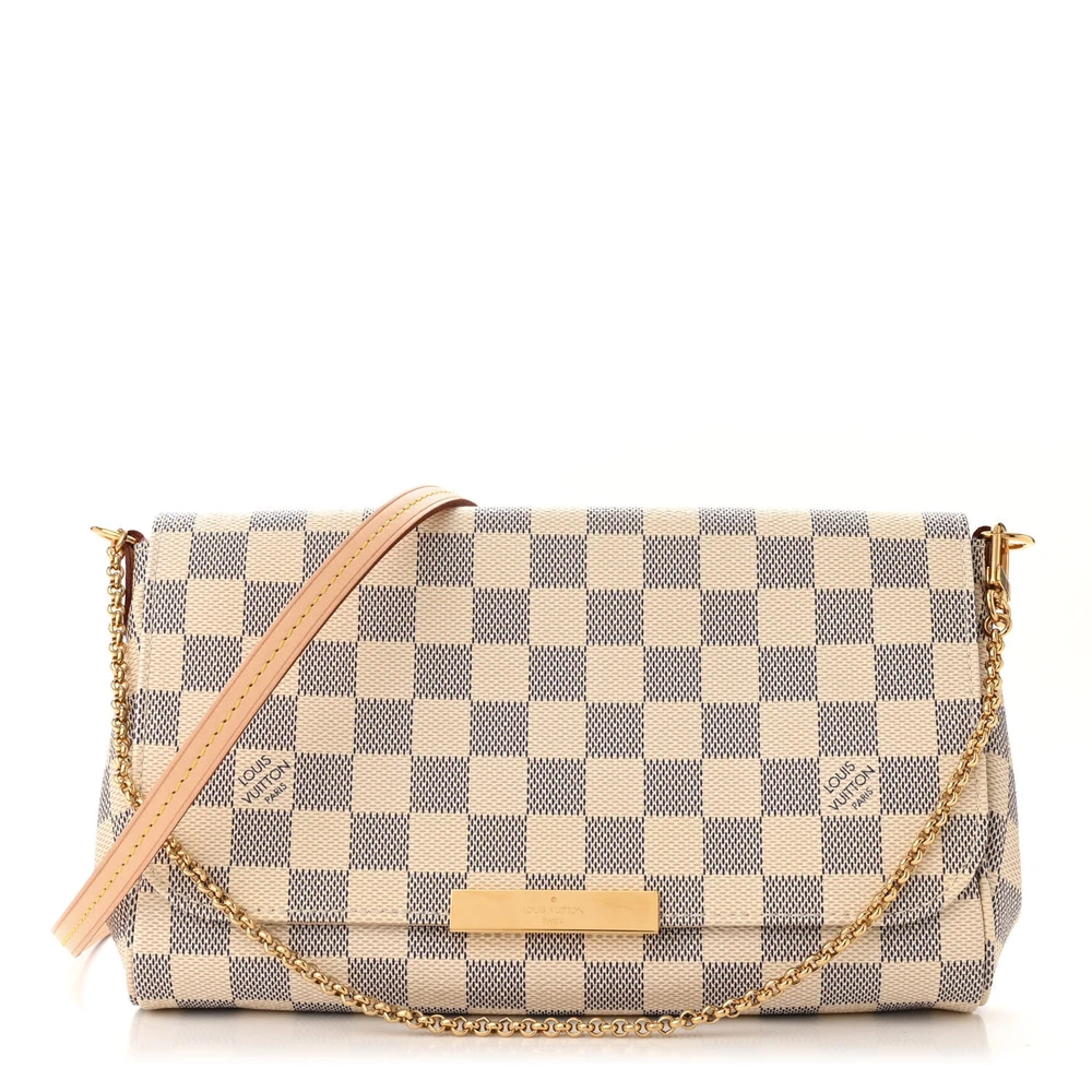 Louis Vuitton Damier Azur Canvas MM Favorite Gold Hardware Front replica handbags