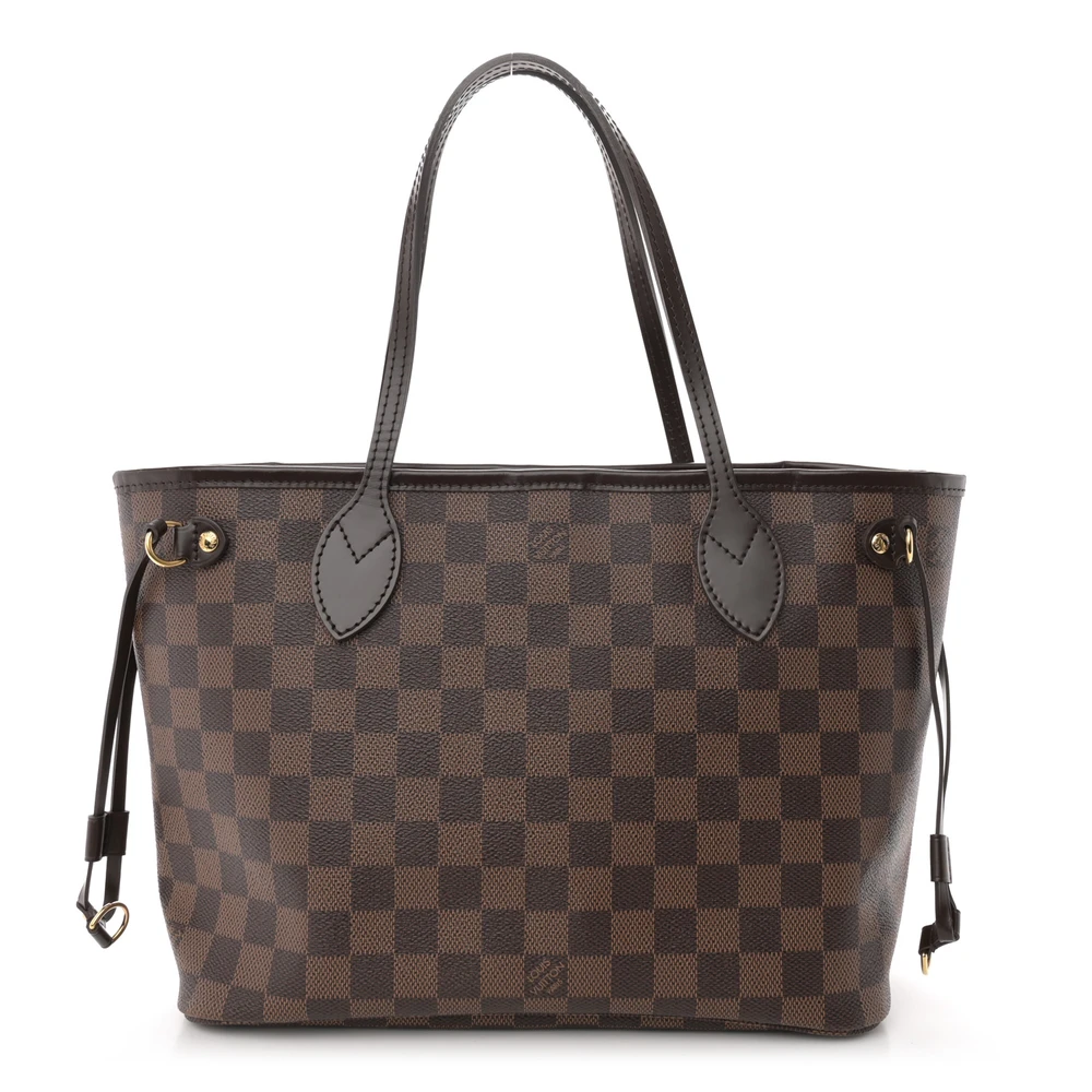 Louis Vuitton Damier Ebene Canvas Neverfull PM Cherry Interior Front replica handbags